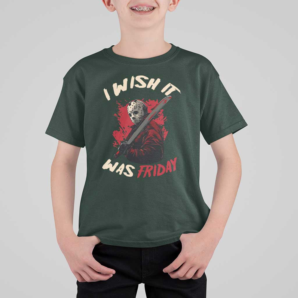 Funny Scary Halloween Slasher T Shirt For Kid I Wish It Was Friday - Wonder Print Shop