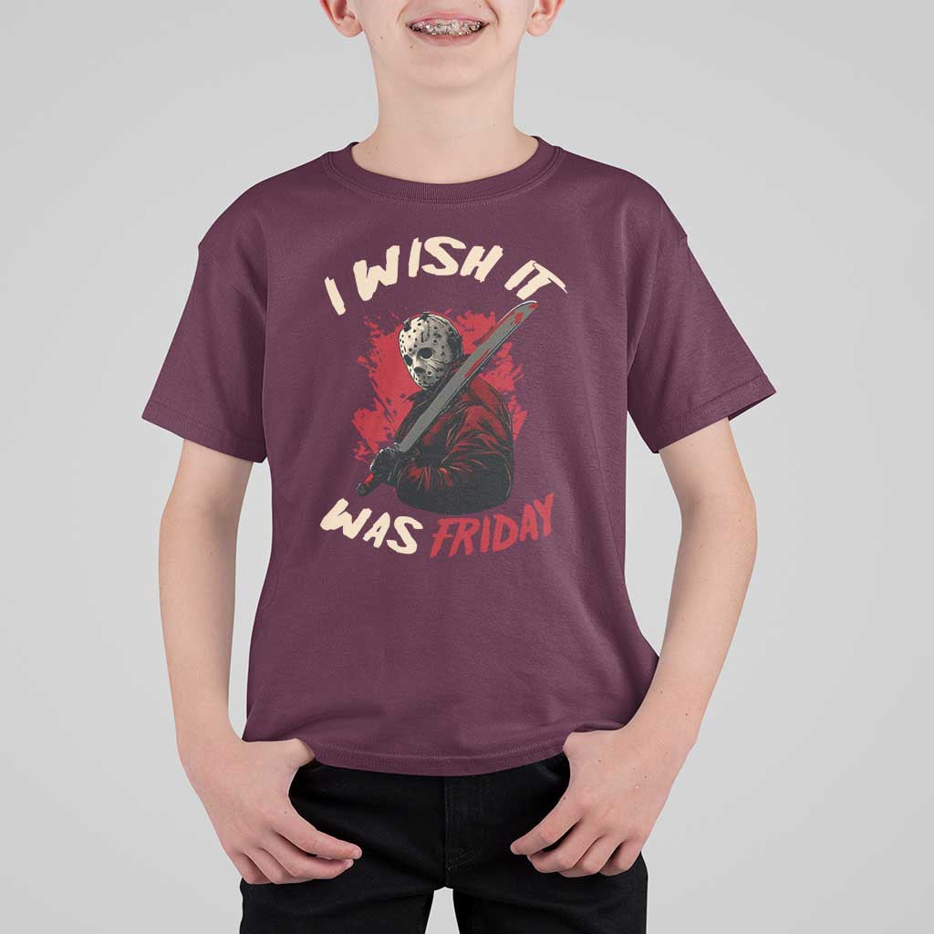 Funny Scary Halloween Slasher T Shirt For Kid I Wish It Was Friday - Wonder Print Shop