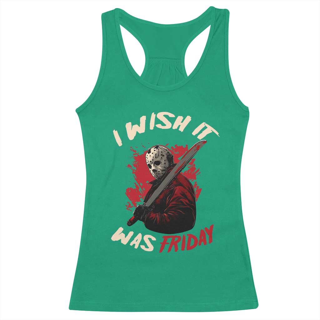 Funny Scary Halloween Slasher Racerback Tank Top I Wish It Was Friday - Wonder Print Shop