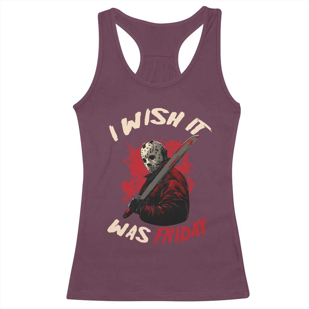 Funny Scary Halloween Slasher Racerback Tank Top I Wish It Was Friday - Wonder Print Shop