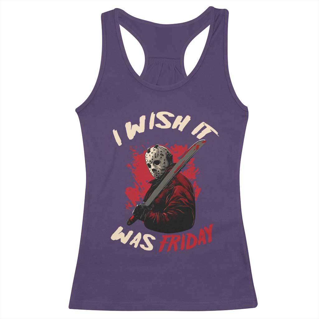 Funny Scary Halloween Slasher Racerback Tank Top I Wish It Was Friday - Wonder Print Shop