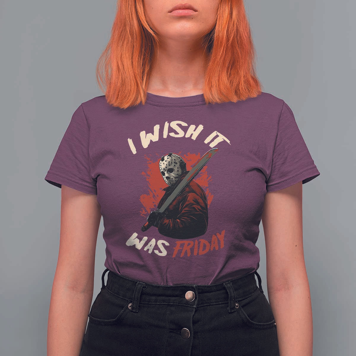 Funny Scary Halloween Slasher T Shirt For Women I Wish It Was Friday - Wonder Print Shop