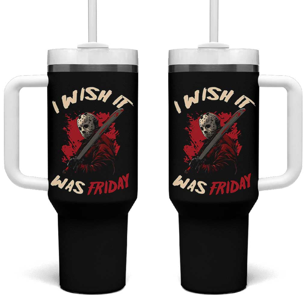 Funny Scary Halloween Slasher Tumbler With Handle I Wish It Was Friday - Wonder Print Shop