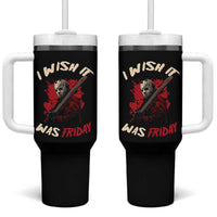 Funny Scary Halloween Slasher Tumbler With Handle I Wish It Was Friday - Wonder Print Shop