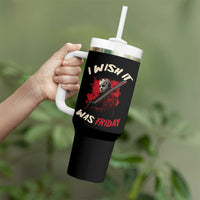Funny Scary Halloween Slasher Tumbler With Handle I Wish It Was Friday - Wonder Print Shop