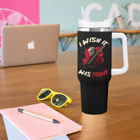 Funny Scary Halloween Slasher Tumbler With Handle I Wish It Was Friday - Wonder Print Shop