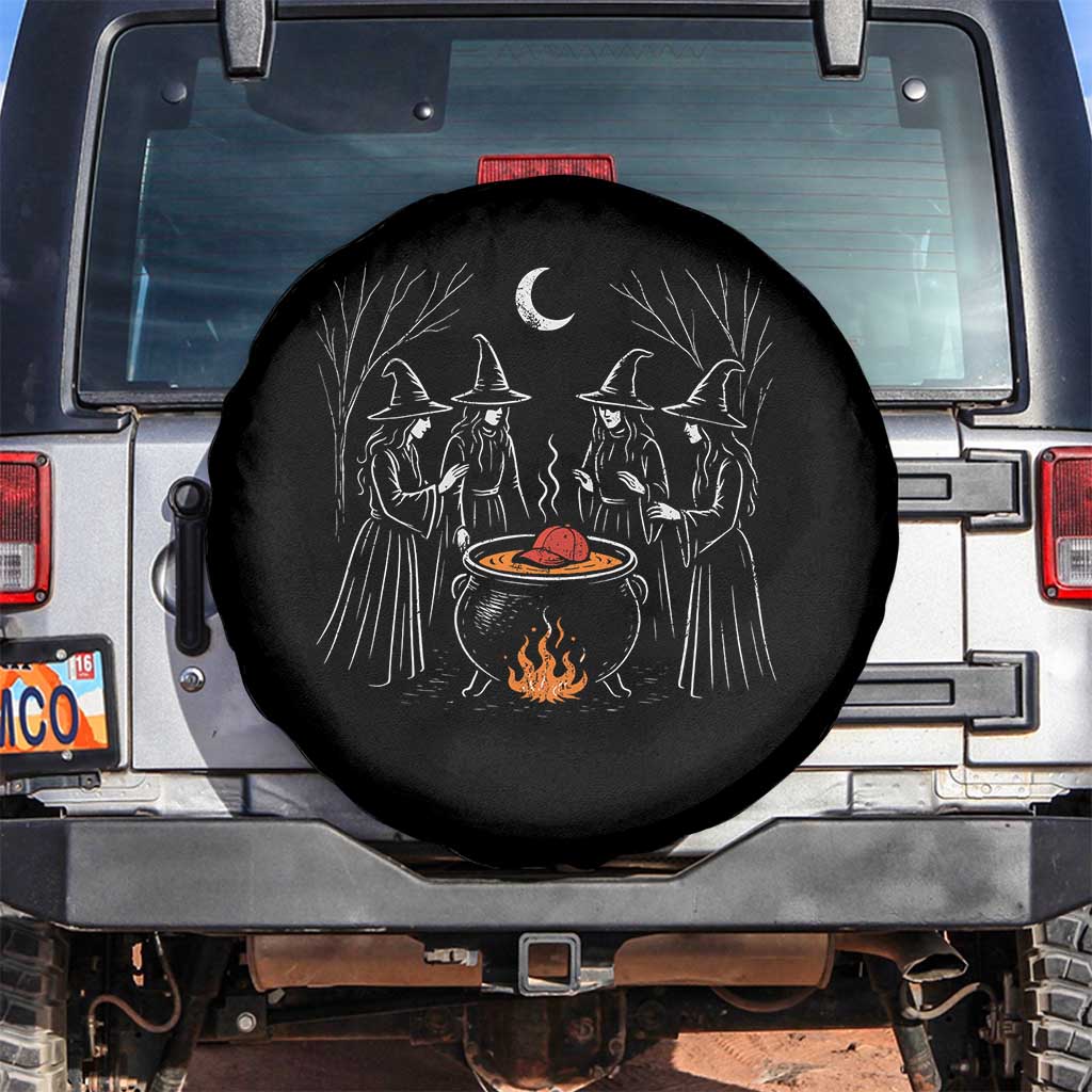 Funny Halloween Witch Spooky Season Orange Cauldron Spare Tire Cover - Wonder Print Shop