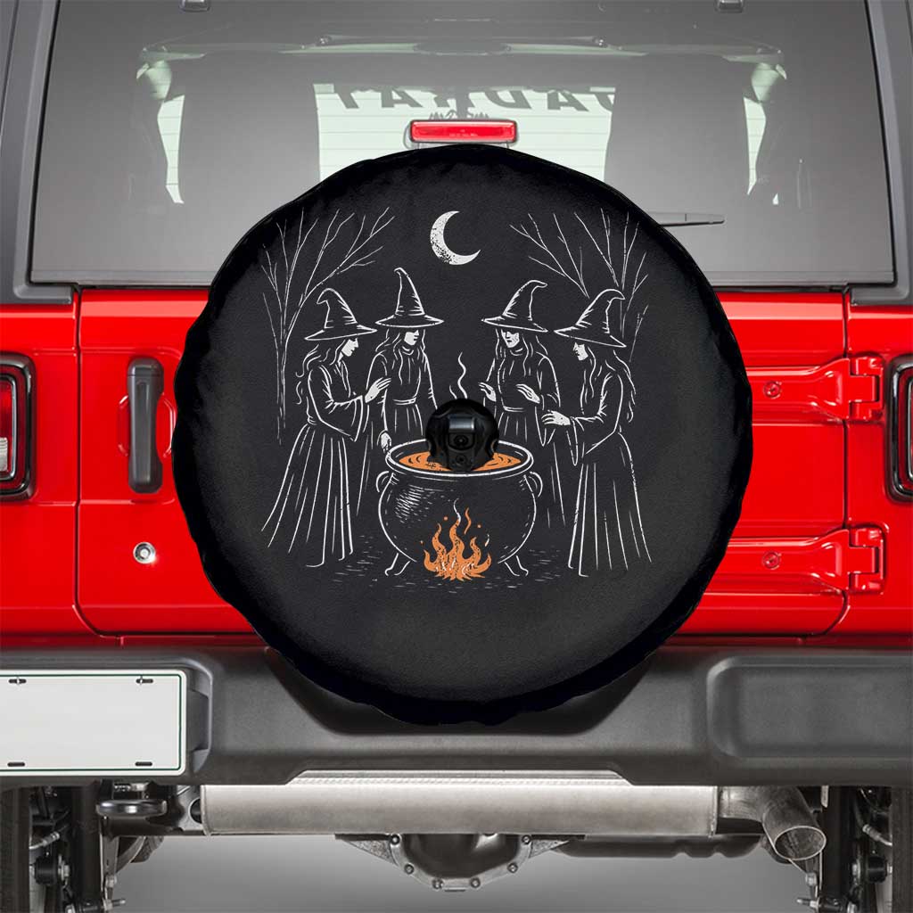 Funny Halloween Witch Spooky Season Orange Cauldron Spare Tire Cover - Wonder Print Shop