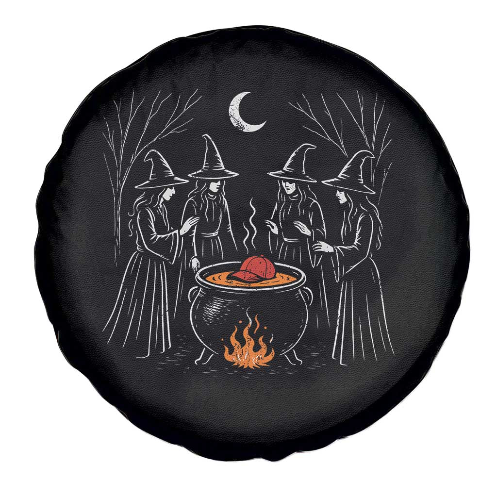 Funny Halloween Witch Spooky Season Orange Cauldron Spare Tire Cover - Wonder Print Shop