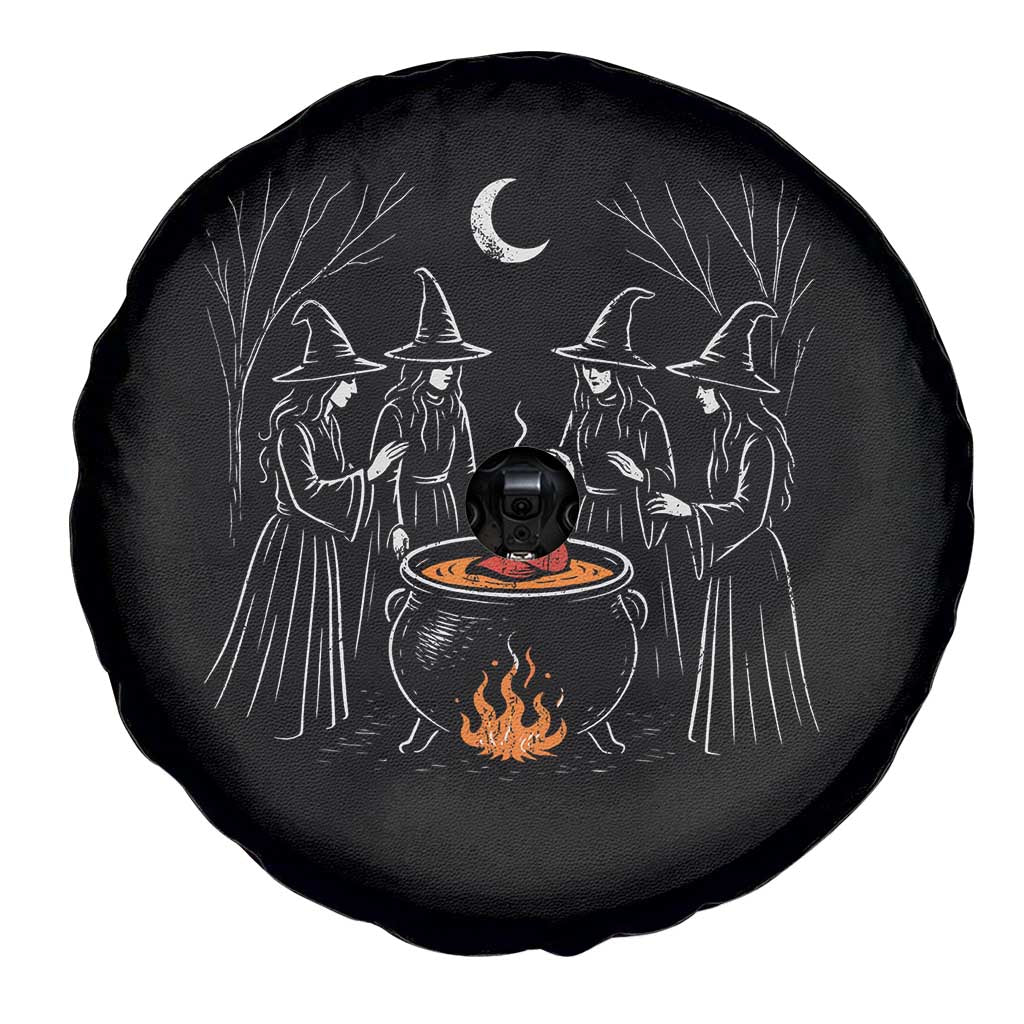 Funny Halloween Witch Spooky Season Orange Cauldron Spare Tire Cover - Wonder Print Shop