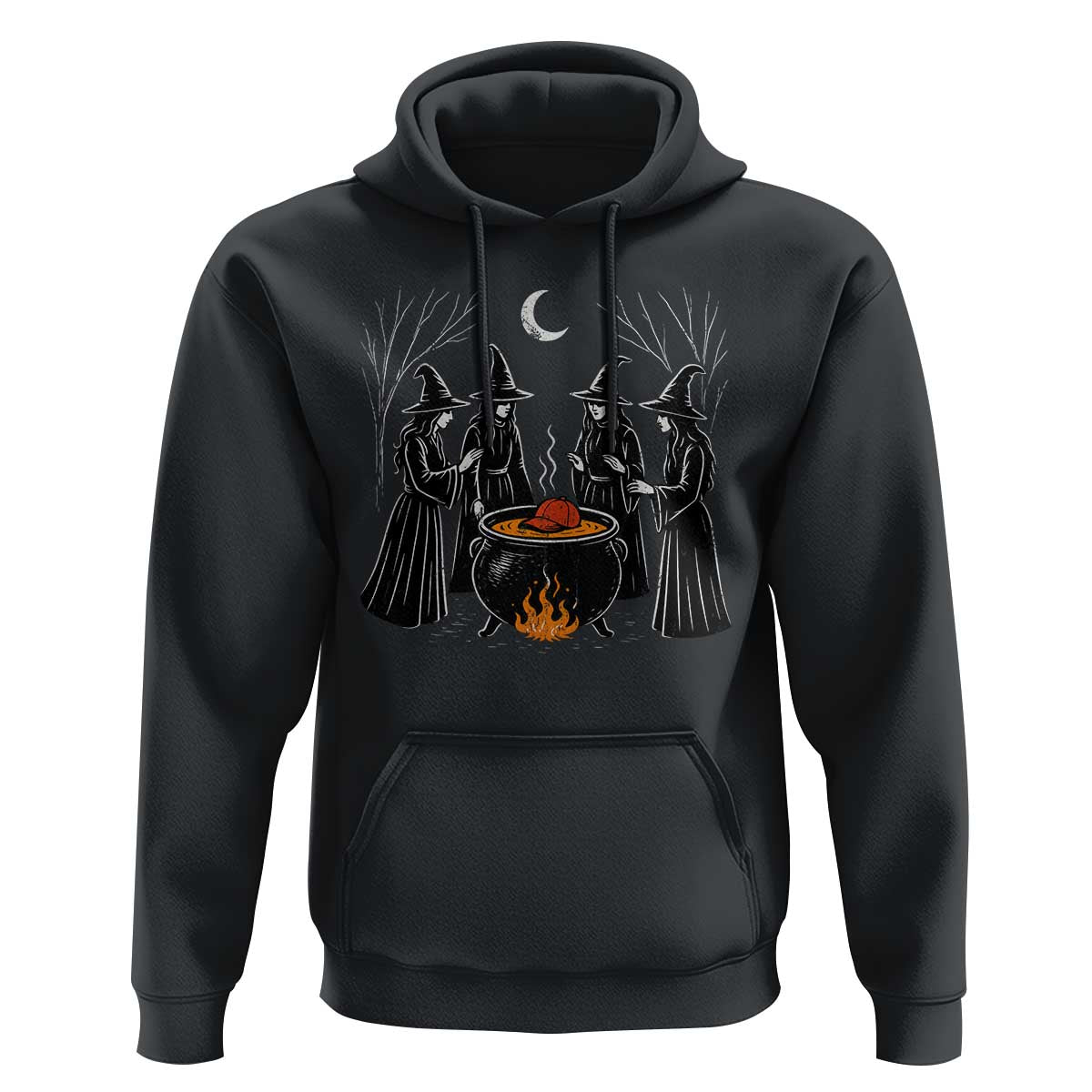 Funny Halloween Witch Spooky Season Orange Cauldron Hoodie - Wonder Print Shop