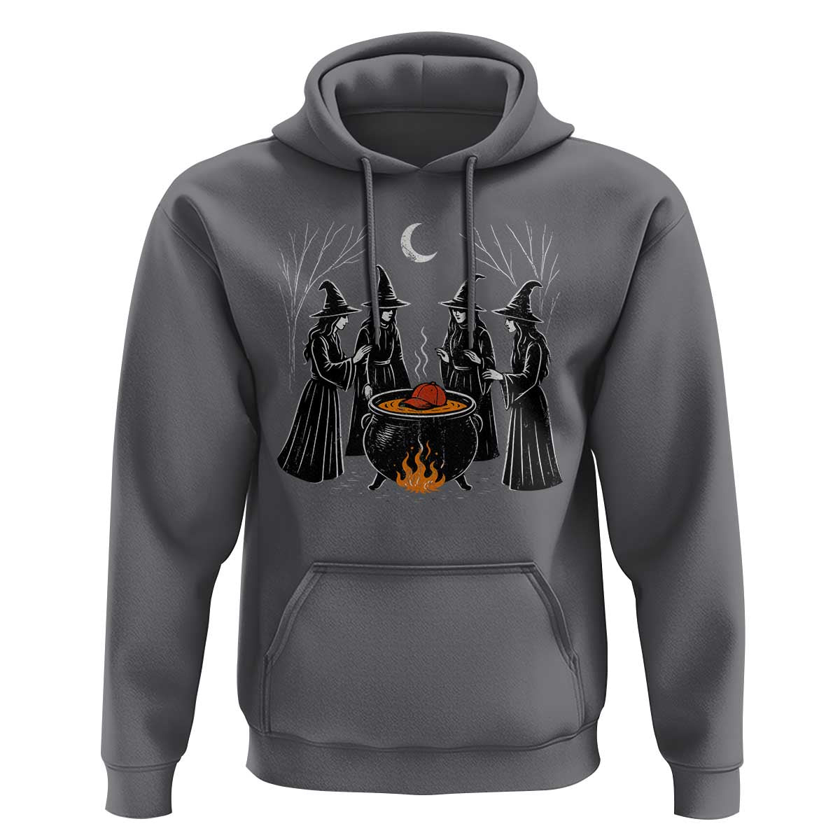 Funny Halloween Witch Spooky Season Orange Cauldron Hoodie - Wonder Print Shop