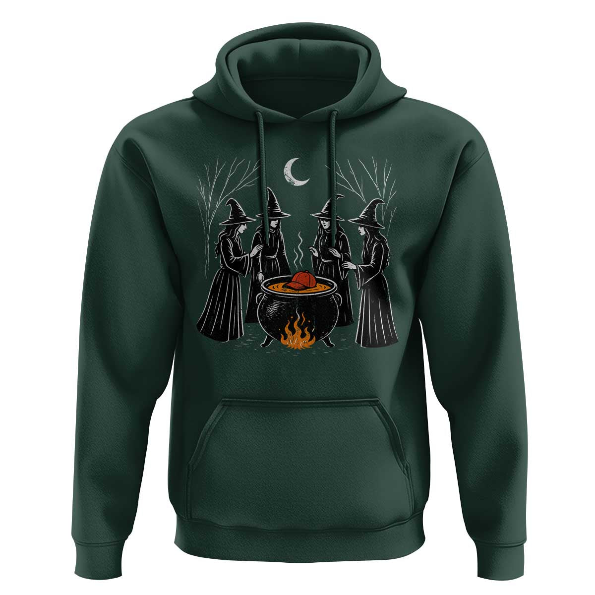 Funny Halloween Witch Spooky Season Orange Cauldron Hoodie - Wonder Print Shop
