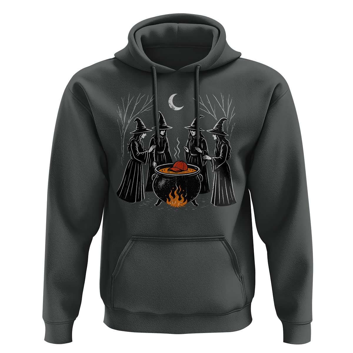 Funny Halloween Witch Spooky Season Orange Cauldron Hoodie - Wonder Print Shop
