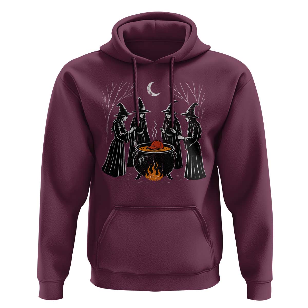 Funny Halloween Witch Spooky Season Orange Cauldron Hoodie - Wonder Print Shop