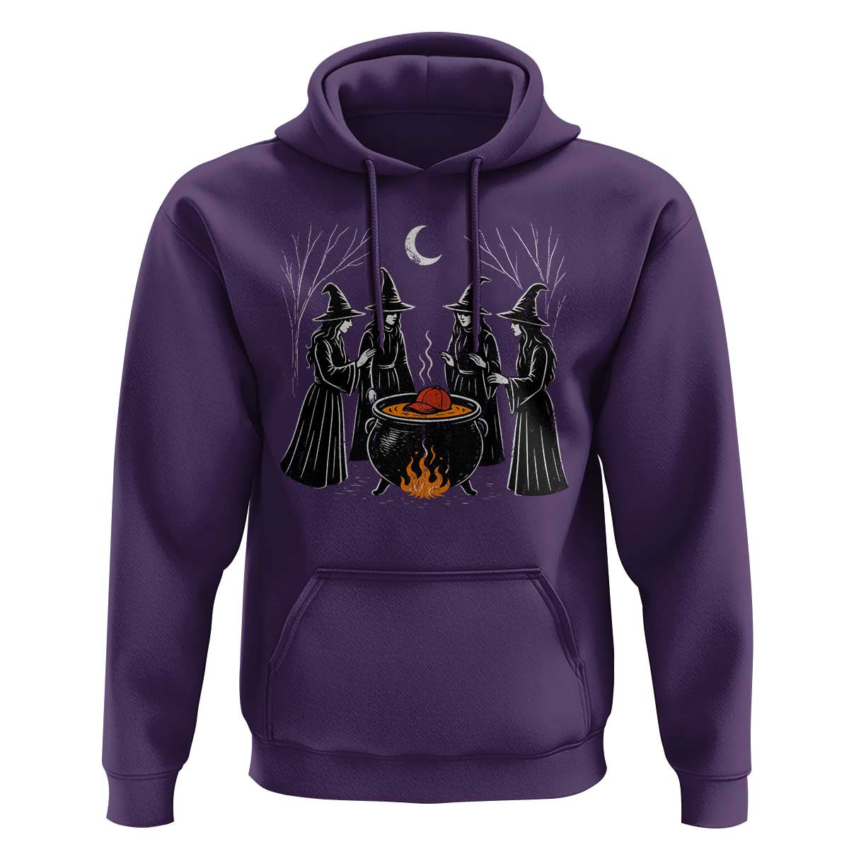 Funny Halloween Witch Spooky Season Orange Cauldron Hoodie - Wonder Print Shop