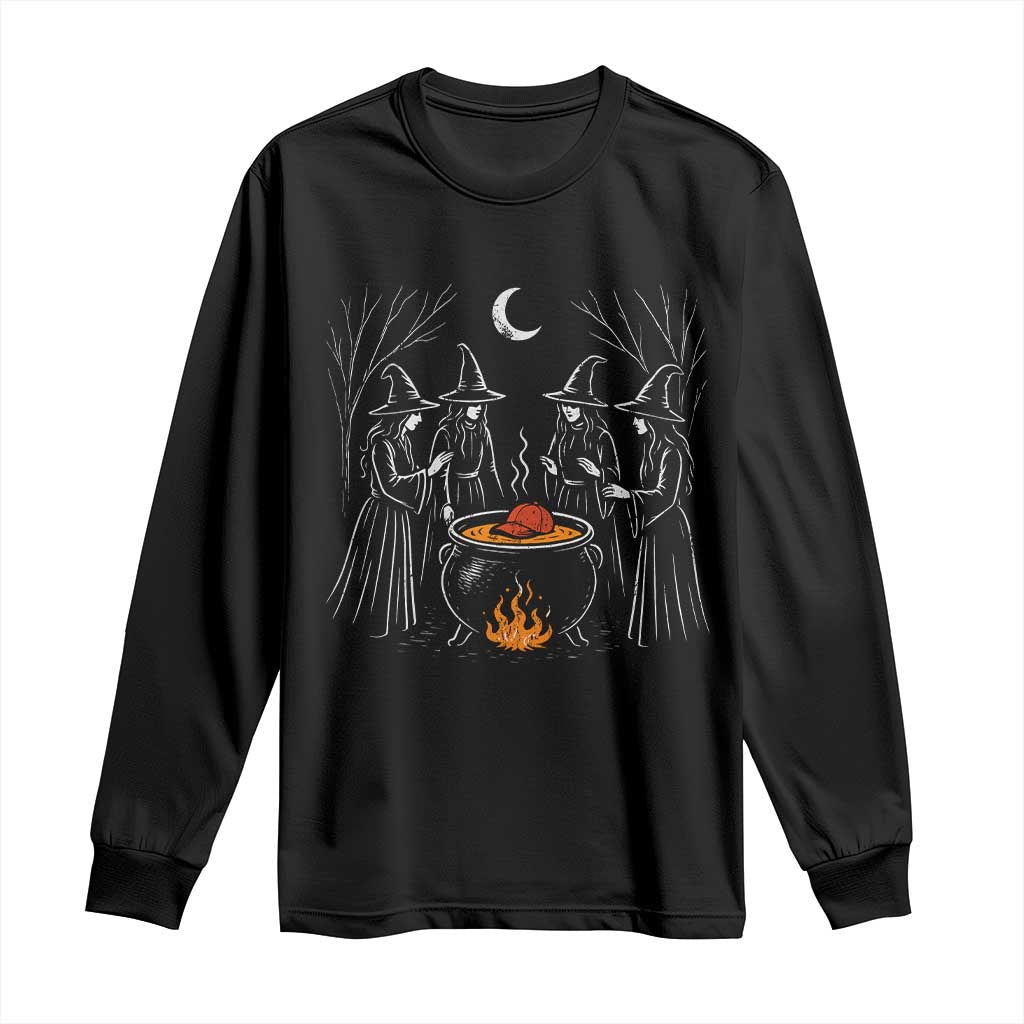 Funny Halloween Witch Spooky Season Orange Cauldron Long Sleeve Shirt - Wonder Print Shop