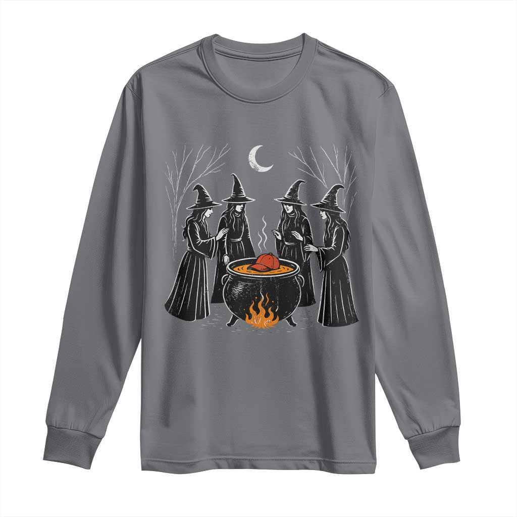 Funny Halloween Witch Spooky Season Orange Cauldron Long Sleeve Shirt - Wonder Print Shop
