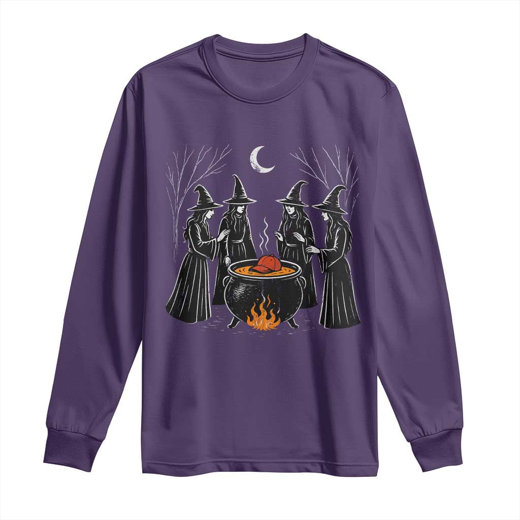 Funny Halloween Witch Spooky Season Orange Cauldron Long Sleeve Shirt - Wonder Print Shop