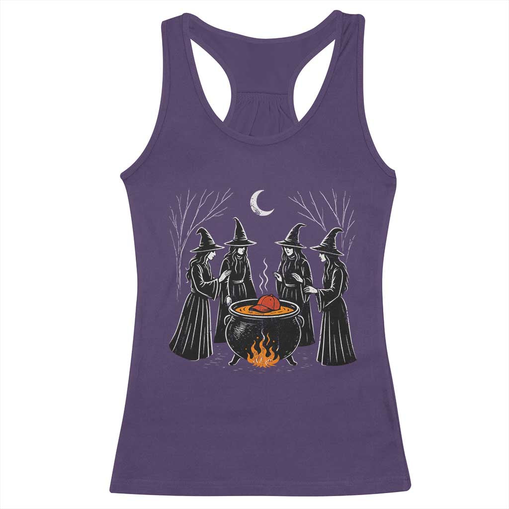 Funny Halloween Witch Spooky Season Orange Cauldron Racerback Tank Top - Wonder Print Shop