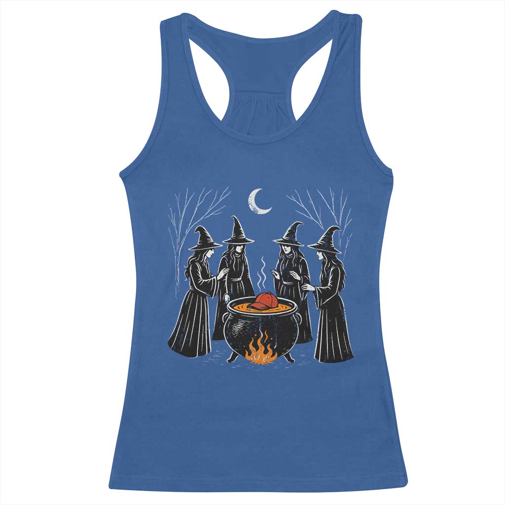 Funny Halloween Witch Spooky Season Orange Cauldron Racerback Tank Top - Wonder Print Shop
