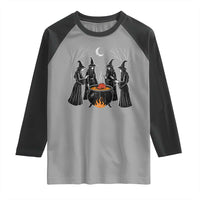 Funny Halloween Witch Spooky Season Orange Cauldron Raglan Shirt - Wonder Print Shop