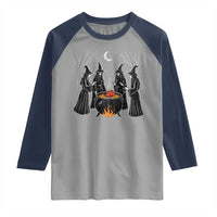 Funny Halloween Witch Spooky Season Orange Cauldron Raglan Shirt - Wonder Print Shop