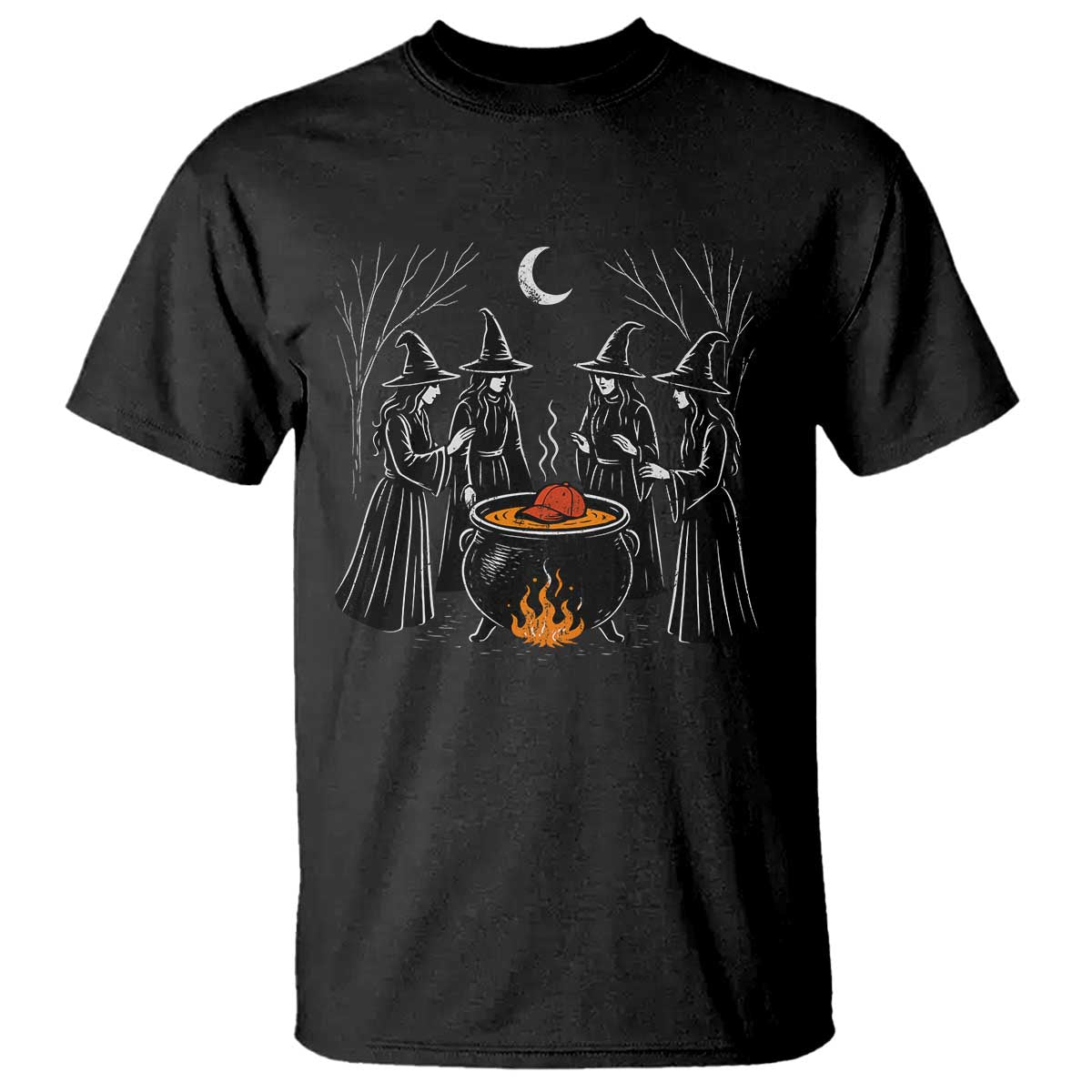 Funny Halloween Witch Spooky Season Orange Cauldron T Shirt - Wonder Print Shop