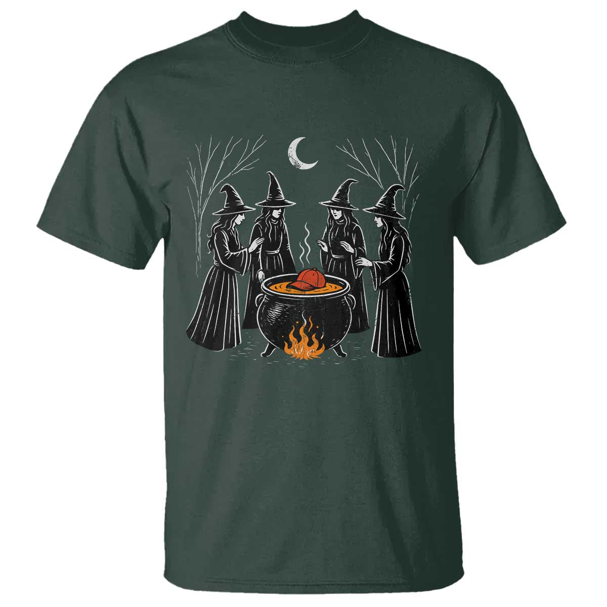 Funny Halloween Witch Spooky Season Orange Cauldron T Shirt - Wonder Print Shop