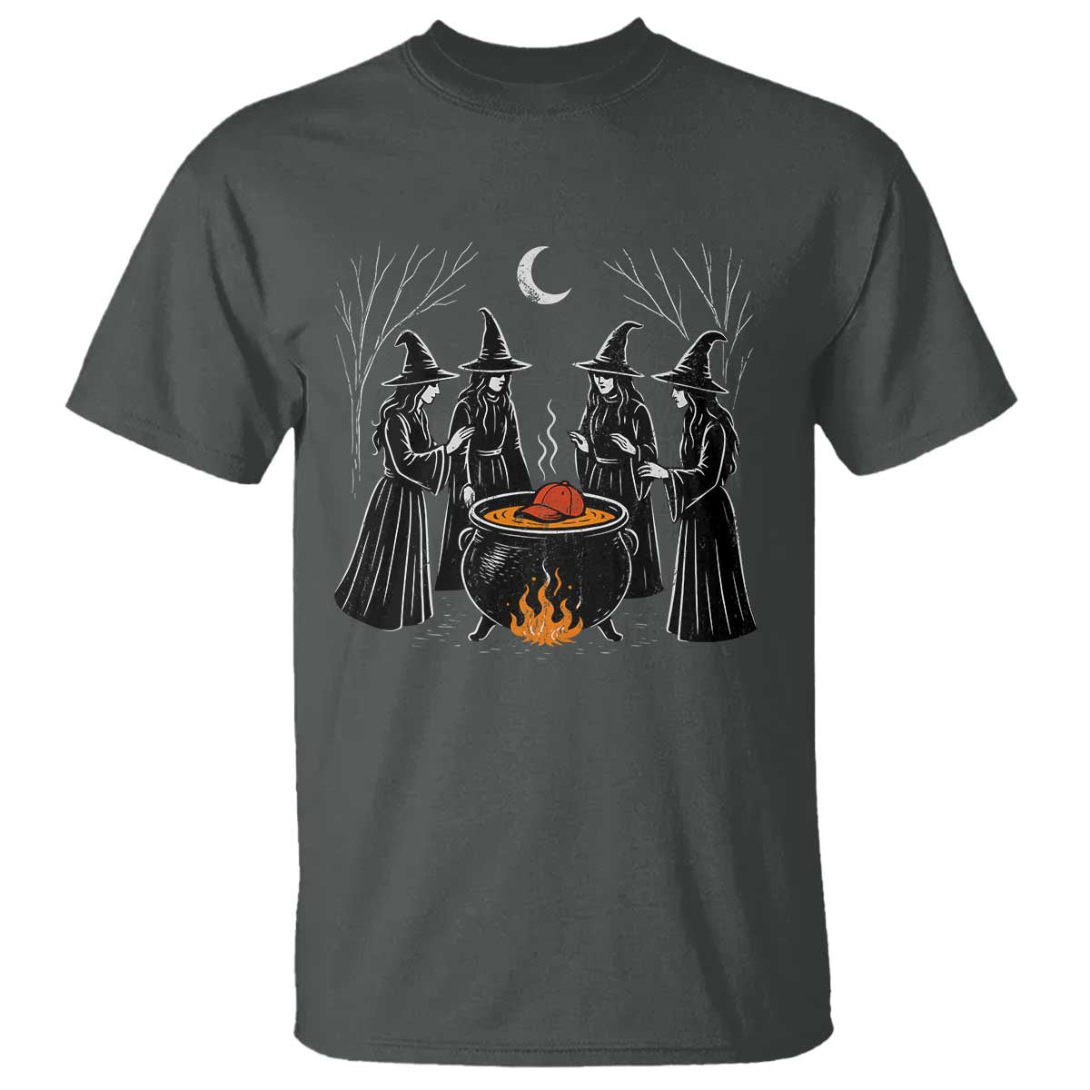 Funny Halloween Witch Spooky Season Orange Cauldron T Shirt - Wonder Print Shop