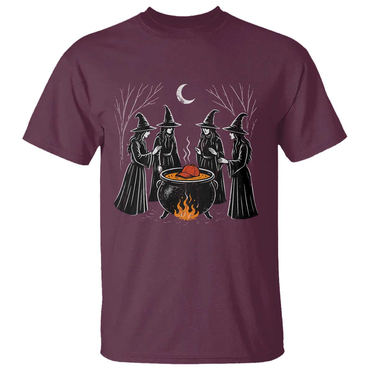 Funny Halloween Witch Spooky Season Orange Cauldron T Shirt - Wonder Print Shop