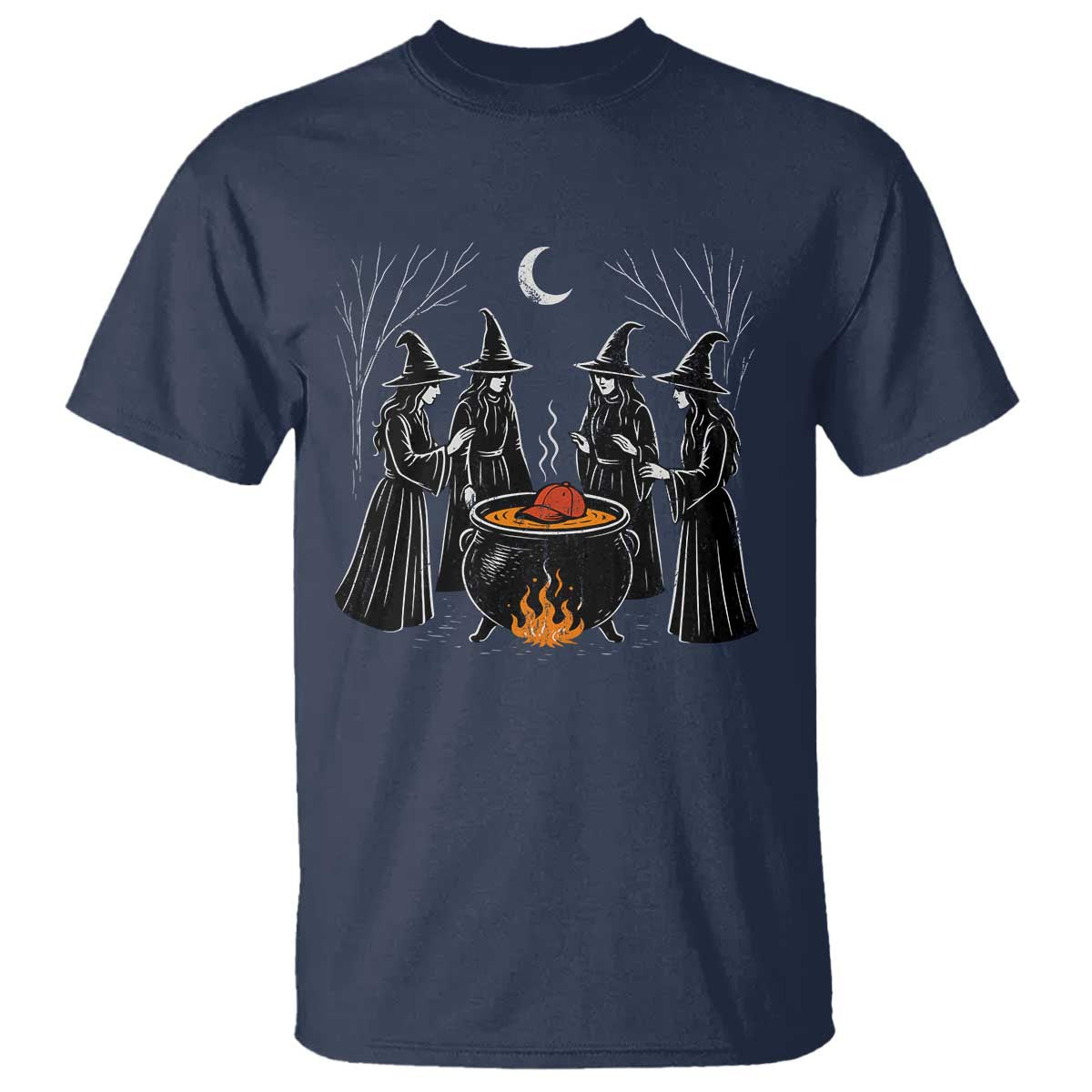 Funny Halloween Witch Spooky Season Orange Cauldron T Shirt - Wonder Print Shop