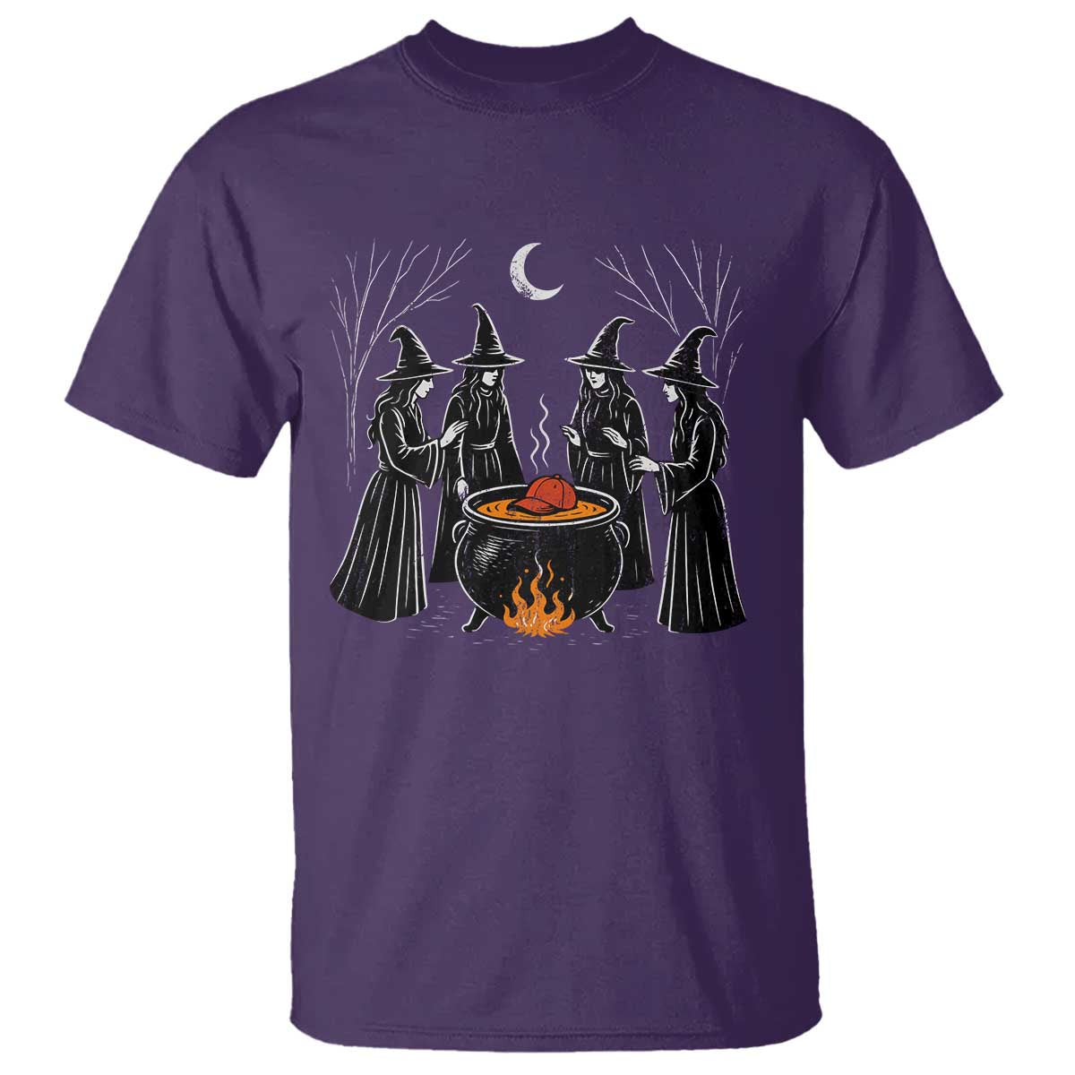 Funny Halloween Witch Spooky Season Orange Cauldron T Shirt - Wonder Print Shop