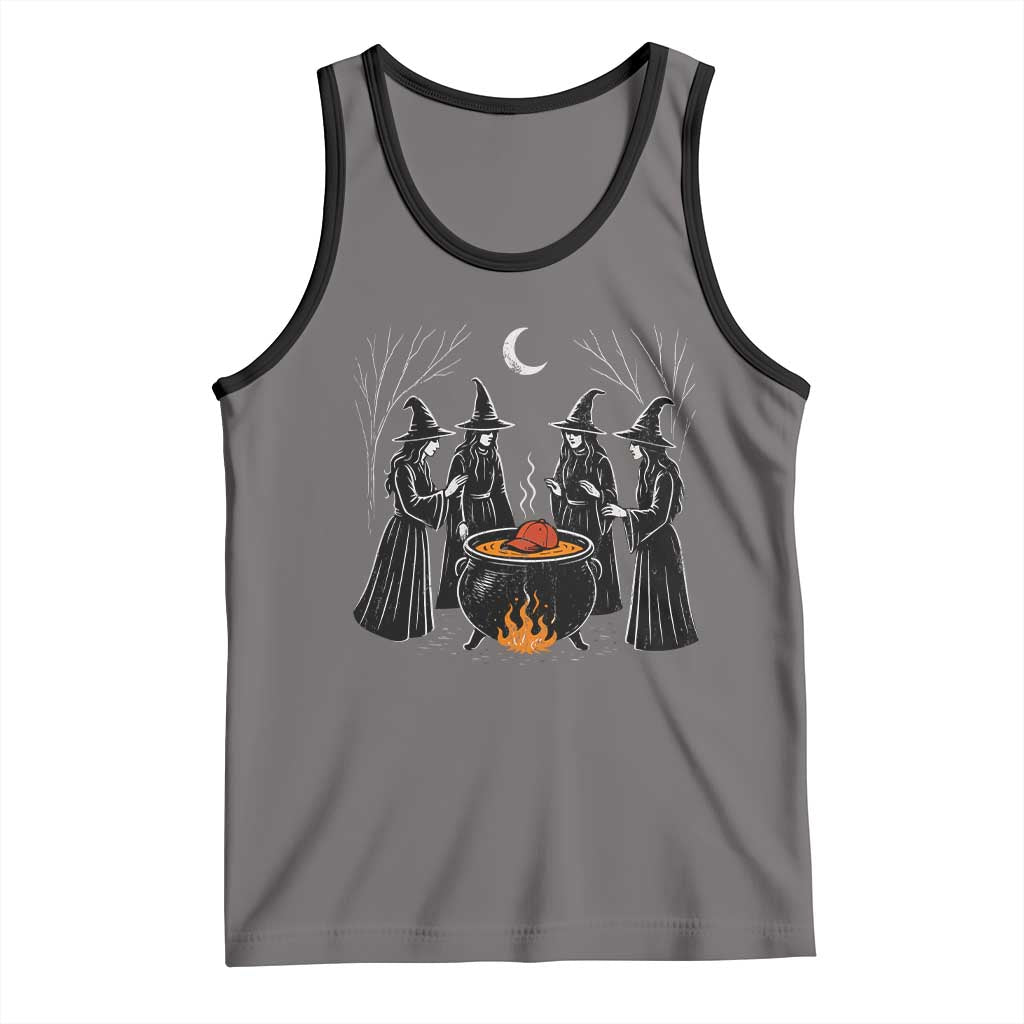 Funny Halloween Witch Spooky Season Orange Cauldron Tank Top - Wonder Print Shop