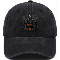 Funny Halloween Witch Spooky Season Orange Cauldron Washed Cotton Baseball Cap