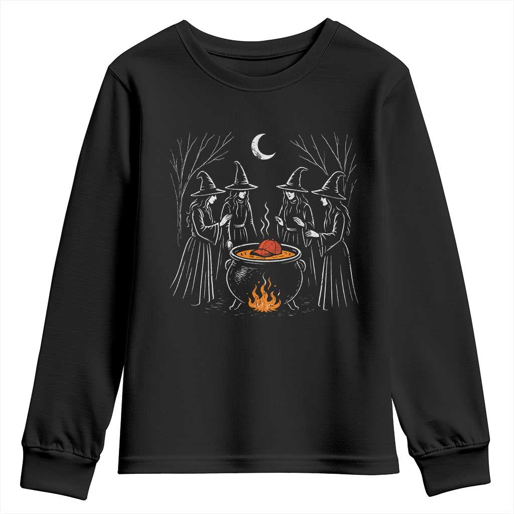 Funny Halloween Witch Spooky Season Orange Cauldron Youth Sweatshirt - Wonder Print Shop