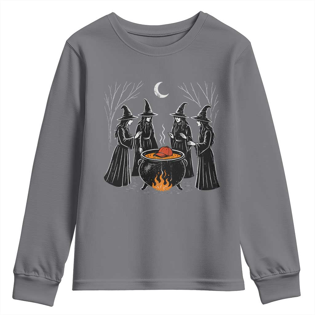 Funny Halloween Witch Spooky Season Orange Cauldron Youth Sweatshirt - Wonder Print Shop