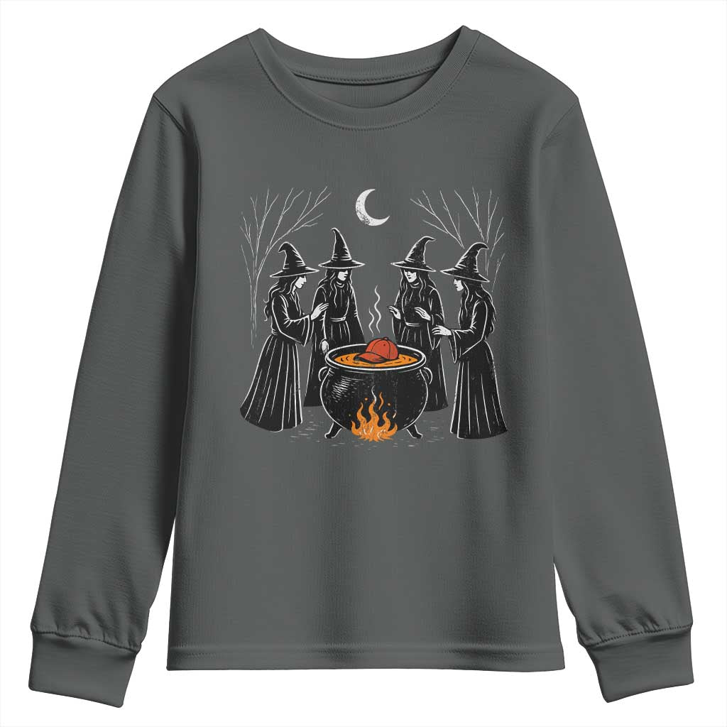 Funny Halloween Witch Spooky Season Orange Cauldron Youth Sweatshirt - Wonder Print Shop