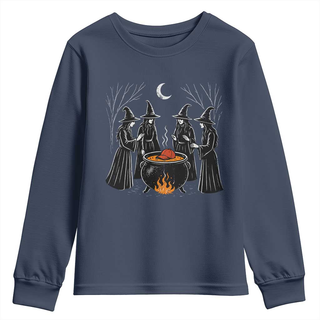 Funny Halloween Witch Spooky Season Orange Cauldron Youth Sweatshirt - Wonder Print Shop
