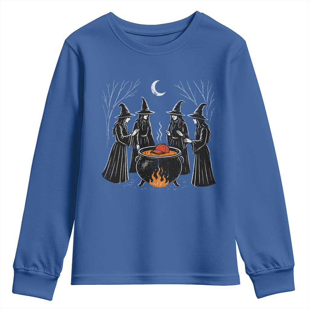 Funny Halloween Witch Spooky Season Orange Cauldron Youth Sweatshirt - Wonder Print Shop