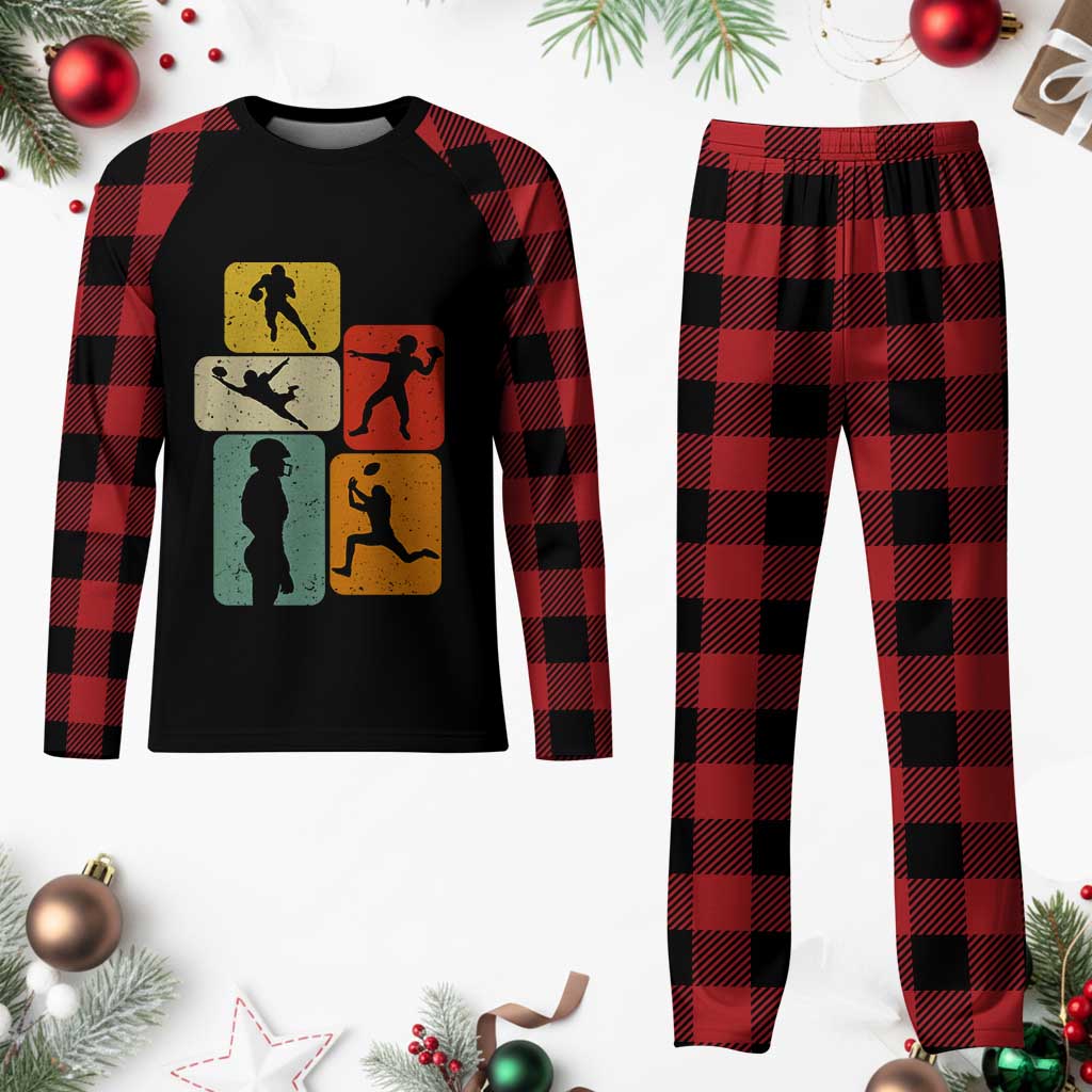 American Football Player Retro Vintage Sport Lover Plaid Pajama Set - Wonder Print Shop
