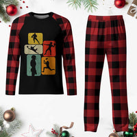 American Football Player Retro Vintage Sport Lover Plaid Pajama Set - Wonder Print Shop