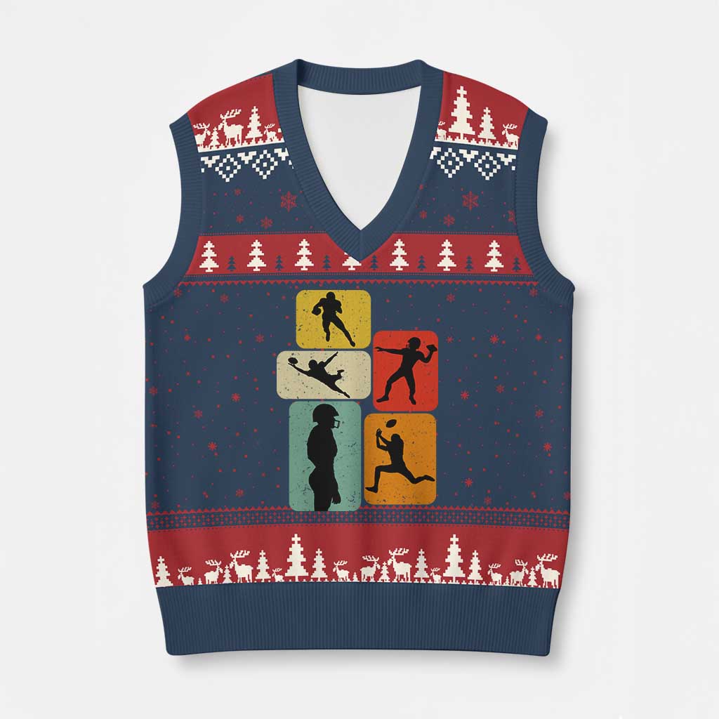 American Football Player Retro Vintage Sport Lover V-Neck Knit Sweater Vest - Wonder Print Shop