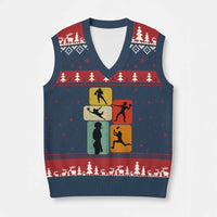 American Football Player Retro Vintage Sport Lover V-Neck Knit Sweater Vest - Wonder Print Shop
