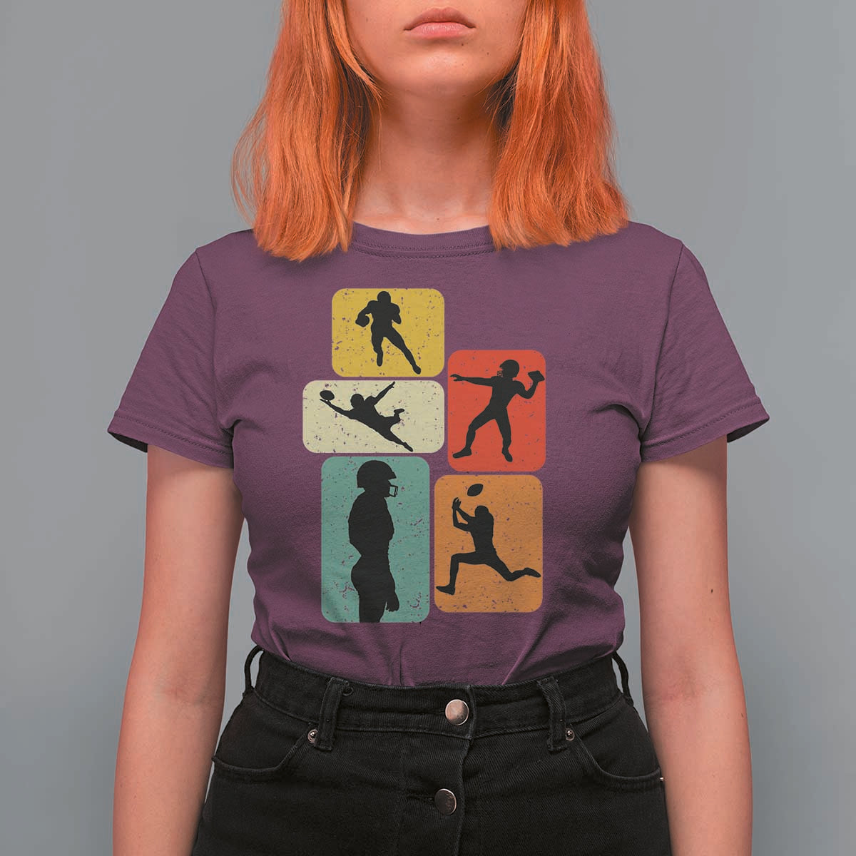 American Football Player Retro Vintage Sport Lover T Shirt For Women - Wonder Print Shop