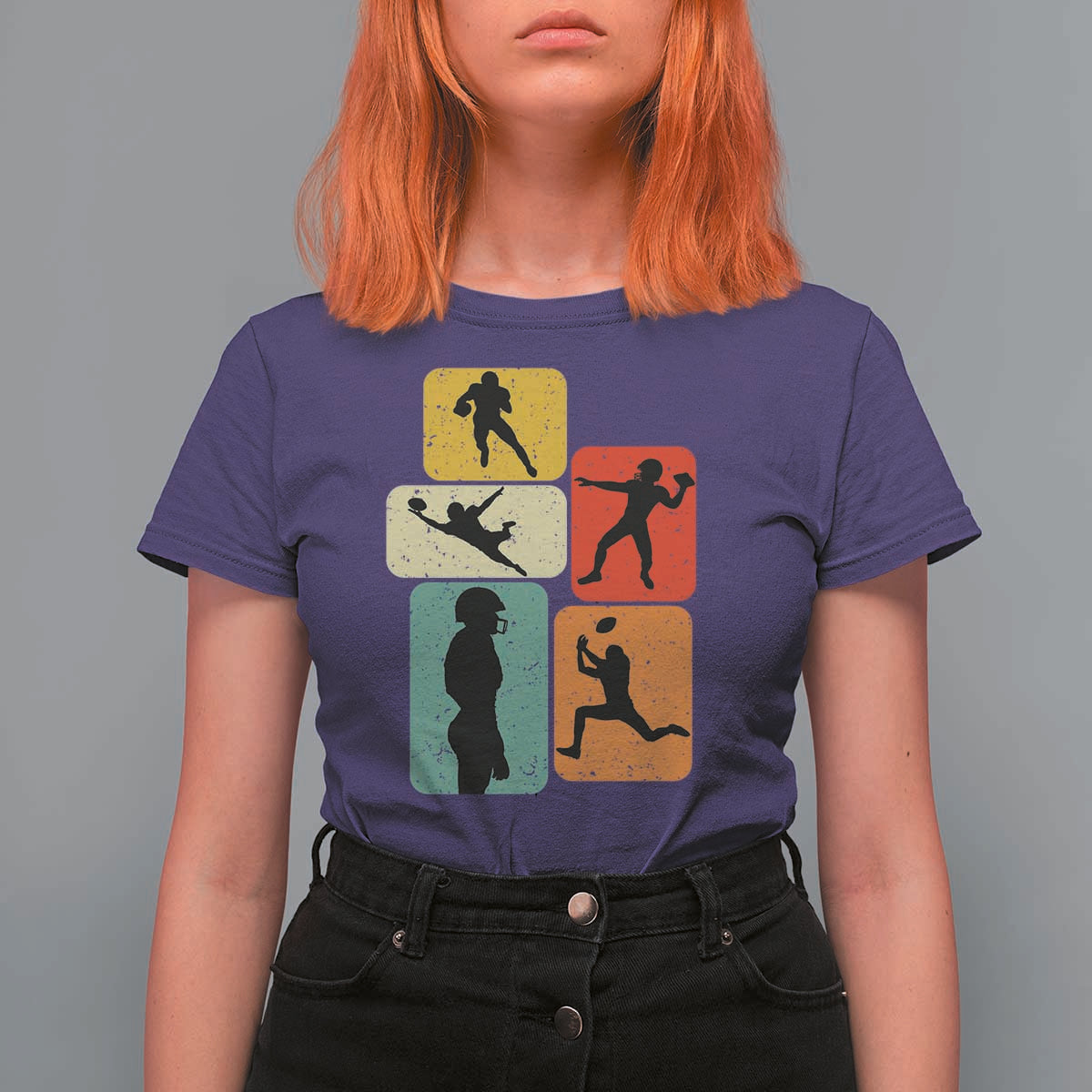 American Football Player Retro Vintage Sport Lover T Shirt For Women - Wonder Print Shop