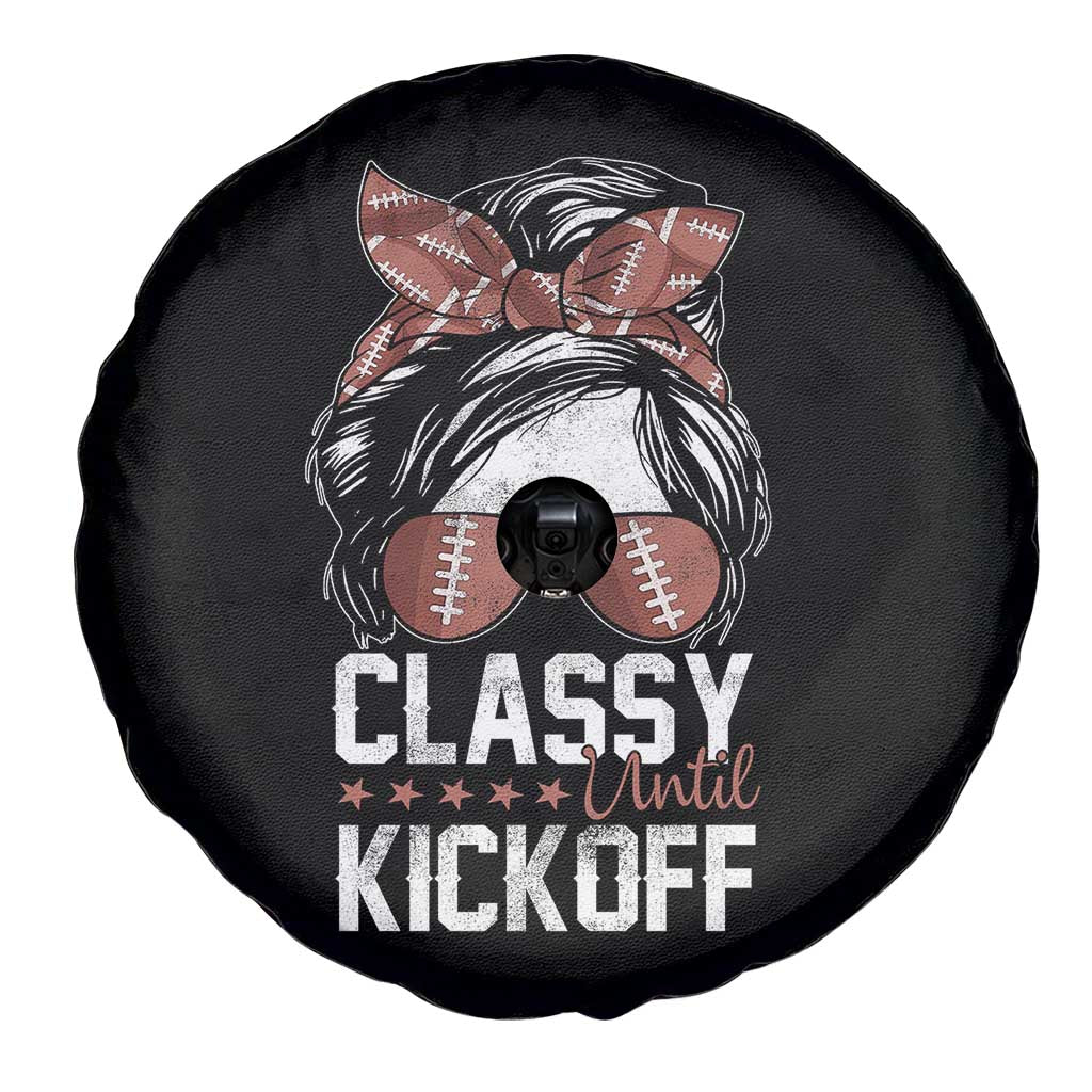 Funny Classy Until Kickoff Spare Tire Cover American Football Game Day Messy Bun - Wonder Print Shop
