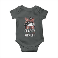 Funny Classy Until Kickoff Baby Onesie American Football Game Day Messy Bun - Wonder Print Shop