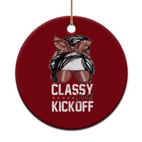 Funny Classy Until Kickoff Ceramic Ornament American Football Game Day Messy Bun - Wonder Print Shop