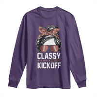 Funny Classy Until Kickoff Long Sleeve Shirt American Football Game Day Messy Bun - Wonder Print Shop